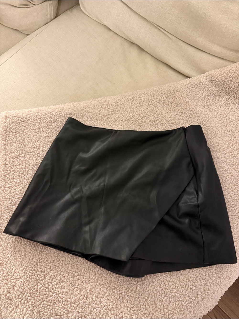 Zara Black Faux Leather Mini Skort